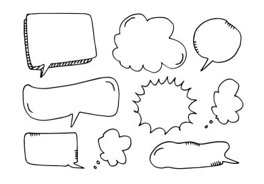 El çizimi konuşma baloncukları beyaz arkaplanda izole.