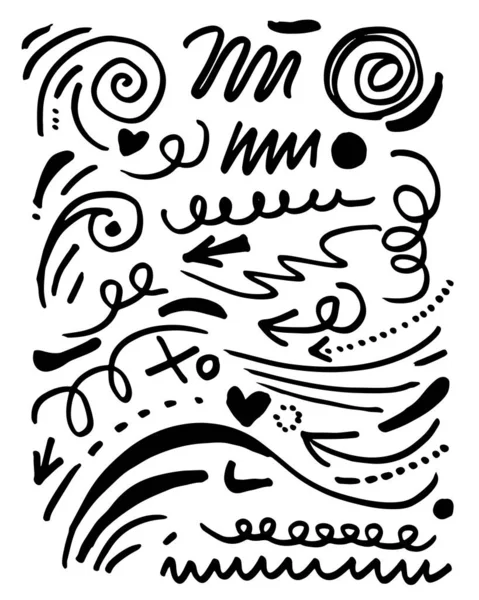 Doodle Set Design Elements Isolated White Background Hand Drawn Abstract — Stockový vektor