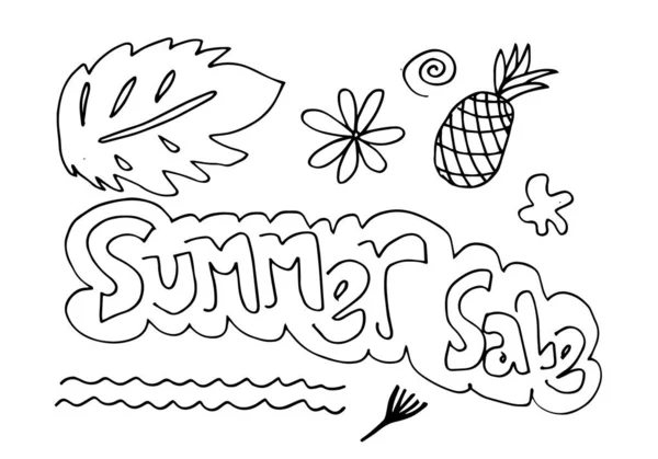 Set Summer Sale Doodle Collection Vector Illustration — Stock Vector