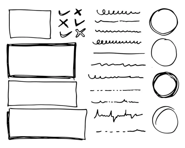 Doodle Lignes Courbes Vecteur Ensemble Lignes Courbes Cadres Points Simples — Image vectorielle