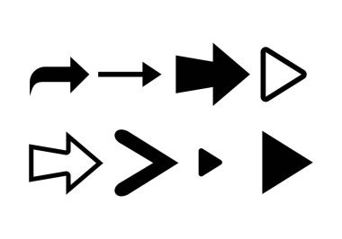 Siyah ok vektörü illüstrasyon ve kolesyon.ok vektör simgesi kümesi.