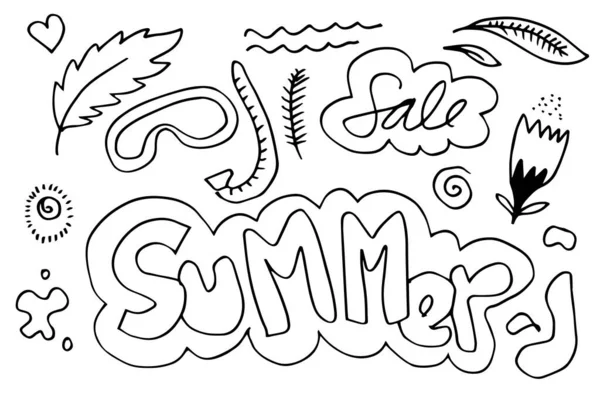 Set Van Summer Sale Doodle Collection Vector Illustratie — Stockvector