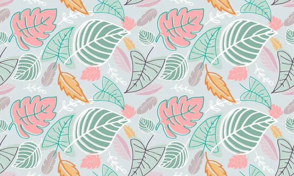 Vector Seamless Tropical Leaves Pattern Wallpaper Printing Textile Background — Stock Vector