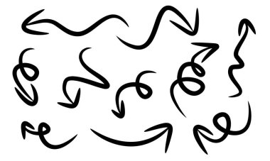 İşletme ve eğitim için el yapımı ok tasarımı. Doodle vektör illüstrasyonu.