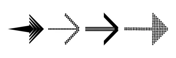 点線の矢印のセット ハーフトーンエフェクトベクトルテンプレート — ストックベクタ
