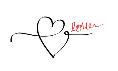 Karmaşık, yuvarlak, aşk metniyle çizilmiş, bölme şekli. Beyaz arka planda izole edilmiş. Vektör illüstrasyonu