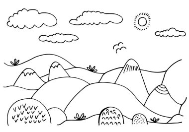 Arkaplan ve tasarım konsepti için sevimli çizgi film çayırı.