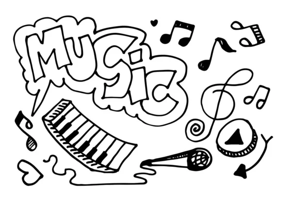 Fond Musical Illustration Ensemble Musicale Dessinée Main Illustrations Images Musicales — Image vectorielle