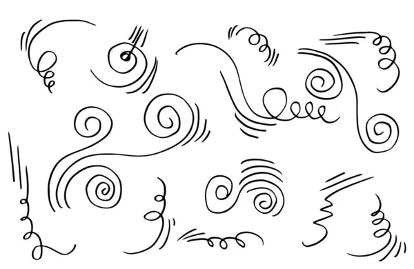 Illustration Vent Doodle Vecteur Style Dessiné Main Isolé Sur Fond — Image vectorielle