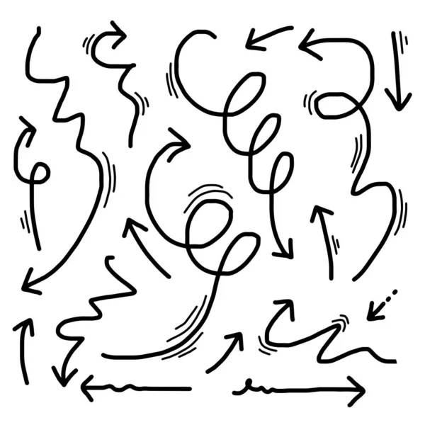 手描き背景白に設定ベクトル矢印 — ストックベクタ