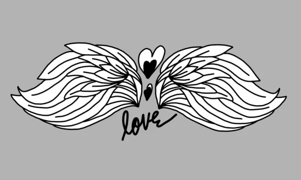 Vleugels Vogels Engelen Schets Engelenvleugels Doodle Illustratie — Stockvector