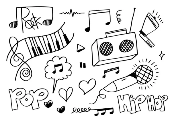 Música Fondo Ilustración Musical Dibujada Mano Ilustraciones Imágenes Musicales Concepto — Archivo Imágenes Vectoriales