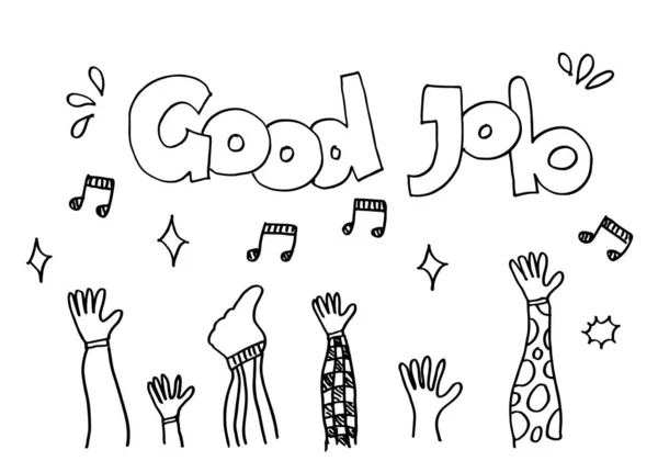 Applause Hand Draw White Background Good Job Text Vector Illustration – stockvektor