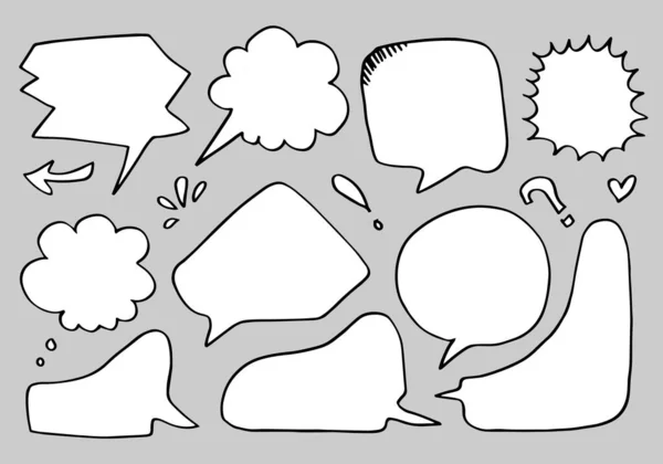 Hand Drawn Set Speech Bubbles Isolated Grey White Background — Stock Vector