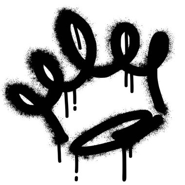 Üzerine siyah ve beyaz püskürtülmüş taç. Sprey grafiti stilize edilmiş taç. Vektör illüstrasyonu.