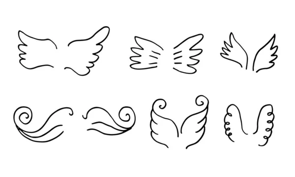 Крылья Птицы Ангел Эскиз Крылья Ангела Дудл Иллюстрация — стоковый вектор