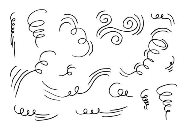 Illustration Vent Doodle Vecteur Style Dessiné Main Isolé Sur Fond — Image vectorielle
