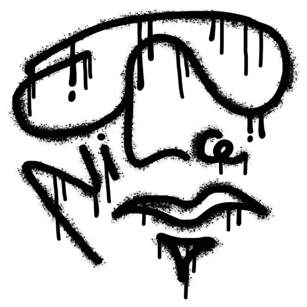 Граффити Смайлик Холодный Улыбающийся Лицо Солнцезащитными Очками Изолированы Белым Фоном — стоковый вектор