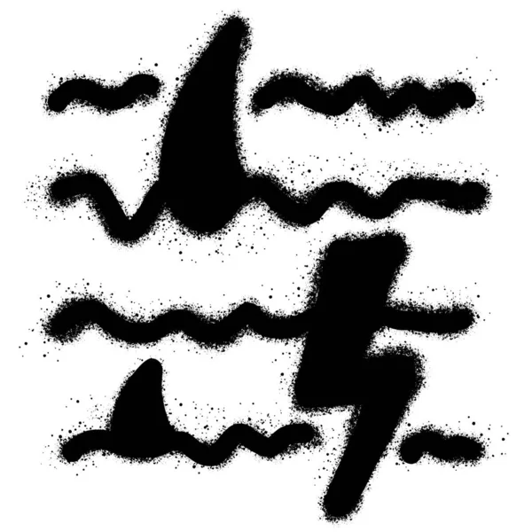 Пофарбована Графіті Акула Небезпечна Атака Ізольована Білому Тлі — стоковий вектор