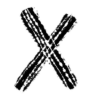 Karalama haçları. Siyaha boyanmış duvar yazıları beyaza boyanmış. Soyut çizim sembolleri.