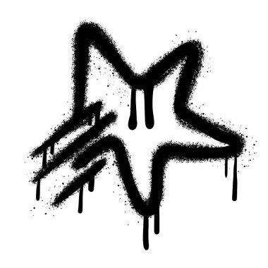 Sprey boyalı Graffiti yıldızı simgesi beyaz arkaplanda izole edildi. Vektör çizimi. 10 saniye..