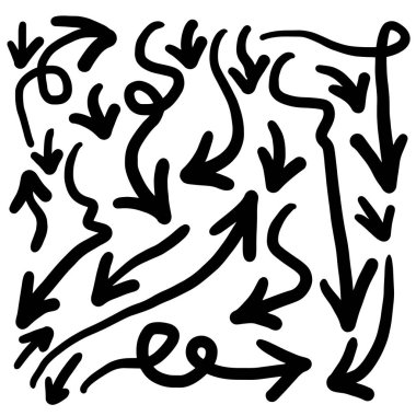 El çizimi vektör okları beyaz arka plana ayarlandı. Vektör EPS