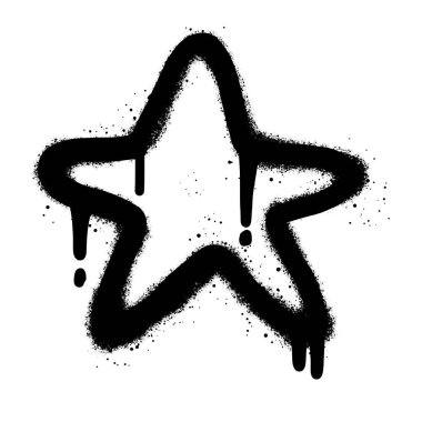 Sprey boyalı Graffiti yıldızı simgesi beyaz arkaplanda izole edildi. Vektör çizimi. 10 saniye..