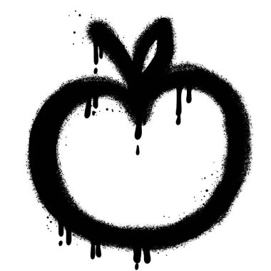 Siyah sprey boyalı duygusal elmalı graffiti. Vektör illüstrasyonu..