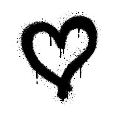 Spray graffiti heart symbol isolated on White background.