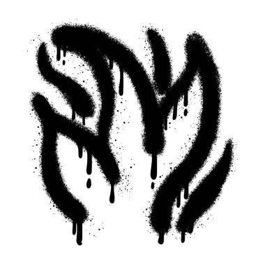 Sprey boyalı Grafiti Ateşi alevi beyaz bir arkaplan ile izole edilmiş. Vektör illüstrasyonu.