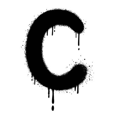 Sprey boyalı Graffiti C yazı tipi. Beyaz arkaplan ile izole edilmiş. Vektör illüstrasyonu.