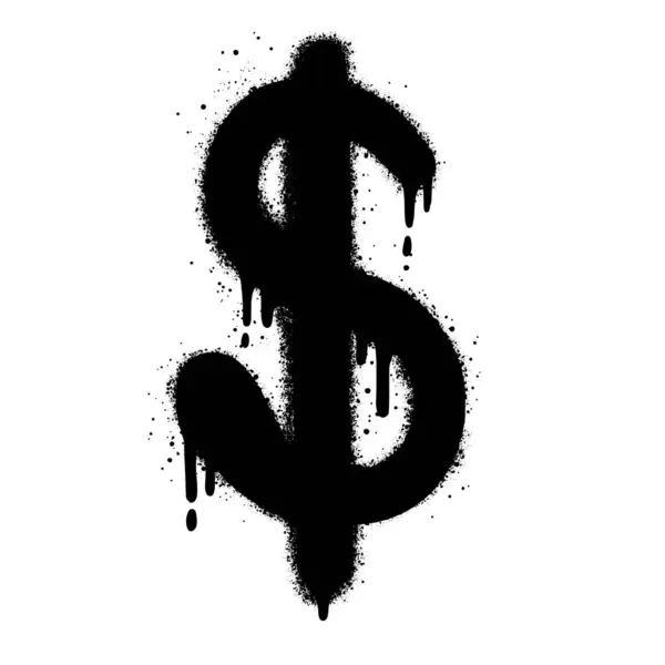 Spray Graffiti Dollar Sign Black Color Isolated White Background Eps — Stock Vector