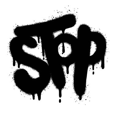 Yazı tipi graffitiyi beyazın üzerine siyahla boyamayı bırak. Baskı, arka plan, afişler, çıkartmalar için vektör illüstrasyonu..