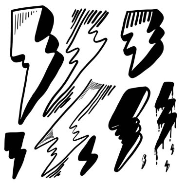 El çizimi vektör karalaması elektrikli yıldırım sembolü çizimi çizimleri. gök gürültüsü simgesi karalama simgesi .