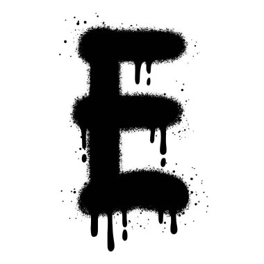 Sprey boyalı Graffiti yazı tipi E beyaz arkaplan ile izole edilmiş. Vektör illüstrasyonu.