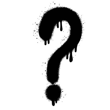 Grafiti soru işareti üzerine siyah üzerine beyaz..
