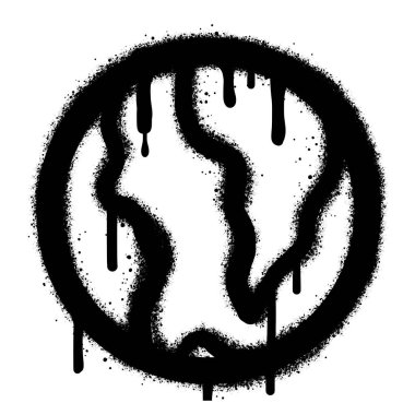 Sprey Boyalı Graffiti Dünya Haritası simgesi Beyaz bir arkaplan ile izole edildi..