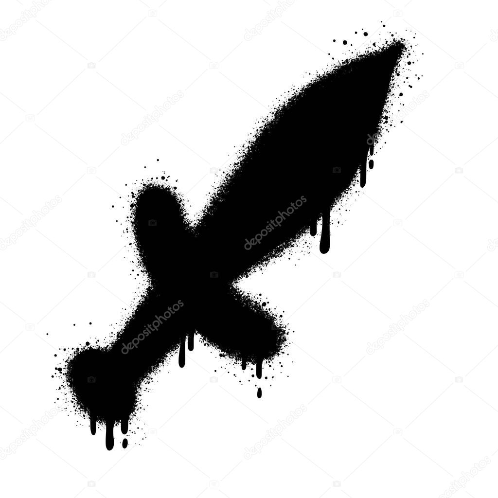 Spray Painted Graffiti knife icon Sprayed isolated with a white background.