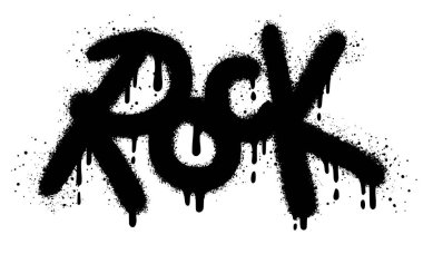 Yazılı Rock yazıtipi graffitisi beyazın üzerine siyahla yazılıyor. Baskı, arka plan, posterler, çıkartmalar için vektör ilüstrasyonu..