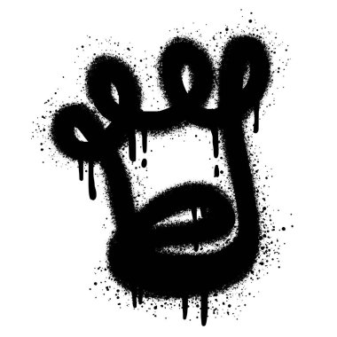 Üzerine siyah ve beyaz püskürtülmüş taç. Sprey grafiti stilize edilmiş taç. Vektör illüstrasyonu.