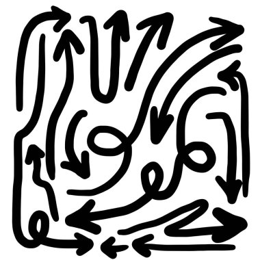 El çizimi vektör okları beyaz arka plana ayarlandı. Vektör EPS