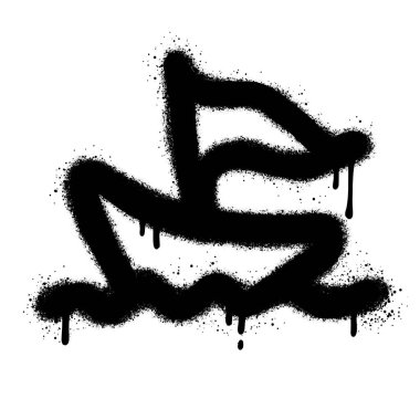 Sprey boyalı Grafiti yelkenli, beyaz bir arka planla izole edilmiş..