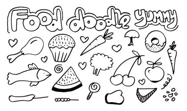 Vektör harfleriyle yiyecek simgelerini karala.