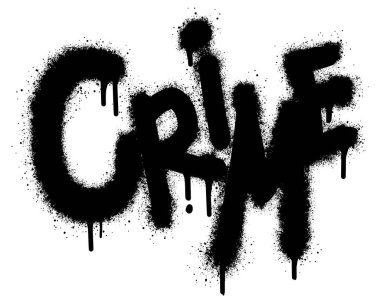 Baskı, arka plan, posterler, çıkartmalar için vektör illüstrasyonu üzerine siyah üzerine sprey sıkılmış suç yazı tipi grafitisi..