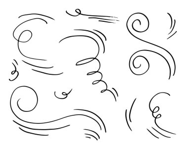 Karalama rüzgar illüstrasyon vektör el çizim biçimi beyaz arkaplan izole.