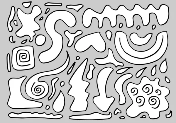 Şekil karalamalarıyla dekoratif soyut. Tasarım konsepti için soyut modern trend vektör çizimi.