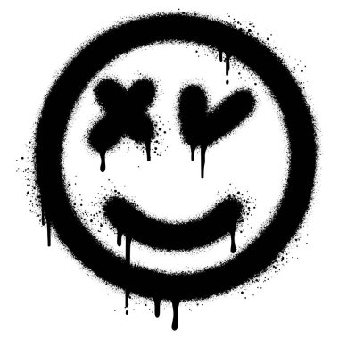 Graffiti Sprey Boya Hasta Yüz Duygusallığı beyaz arkaplanda izole edildi.