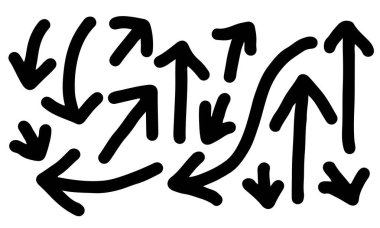 El çizimleri beyaz arka planda izole edilmiş oklar. Vektör illüstrasyonu.