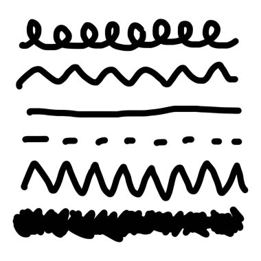 El çizimi kenarlıkları ve karalama tasarım elementleri kümesi. Vektör illüstrasyonu