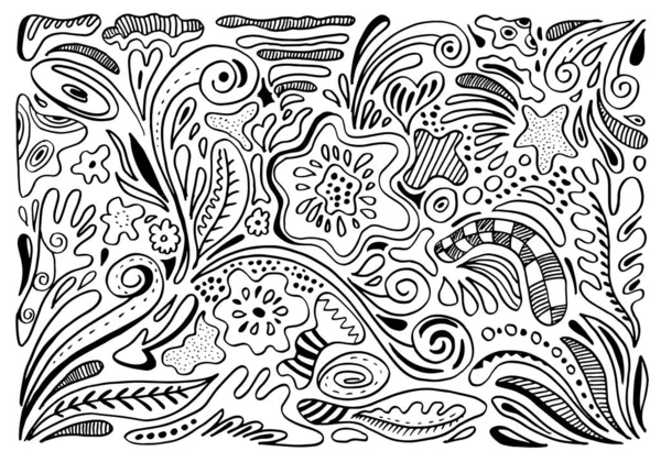 Dağları, bitkileri, bulutları ve güneşi olan sevimli çizgi film çayırı.